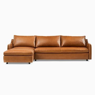 Easton Sectional Set 01: Left Arm Sofa, Right Arm Chaise, Down, Sierra Leather, Licorice, Concealed Supports - Image 2