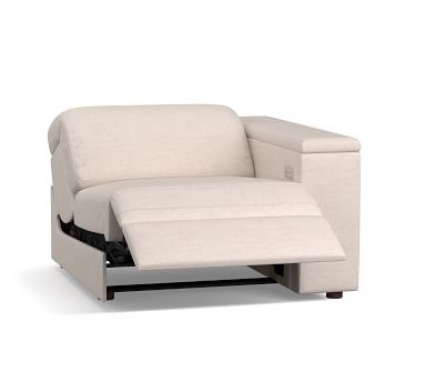 PB Ultra Lounge Square Arm Upholstered Left-arm Recliner, Polyester Wrapped Cushions, Chenille Basketweave Charcoal - Image 1