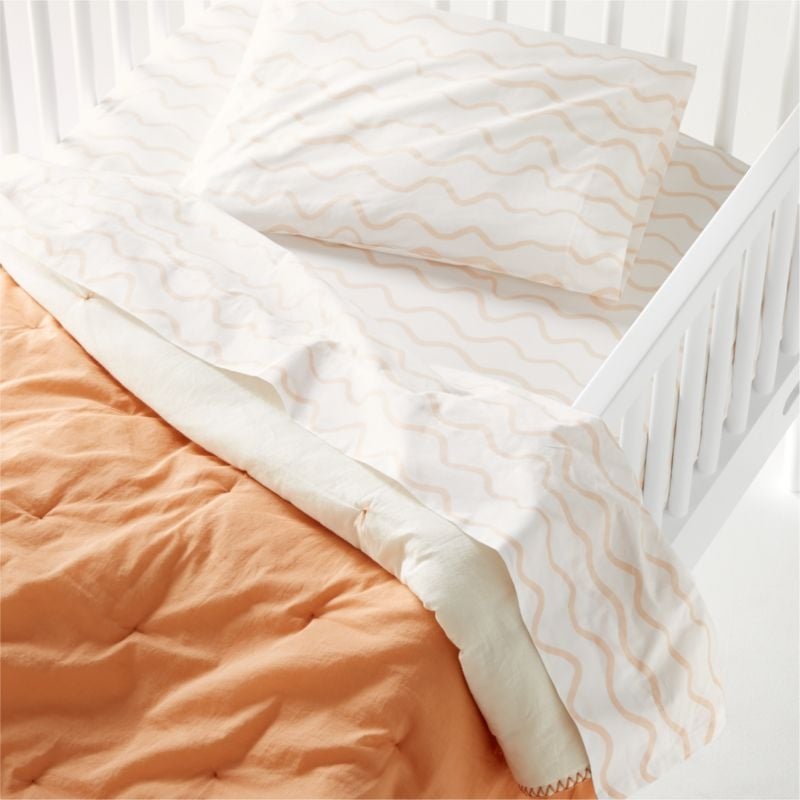 Peach Mini Tuft Organic Crib Blanket - Image 2
