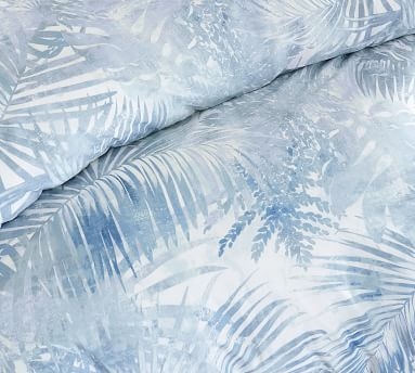 Layla Palm Percale Duvet Cover, King/Cal. King, Blue - Image 1