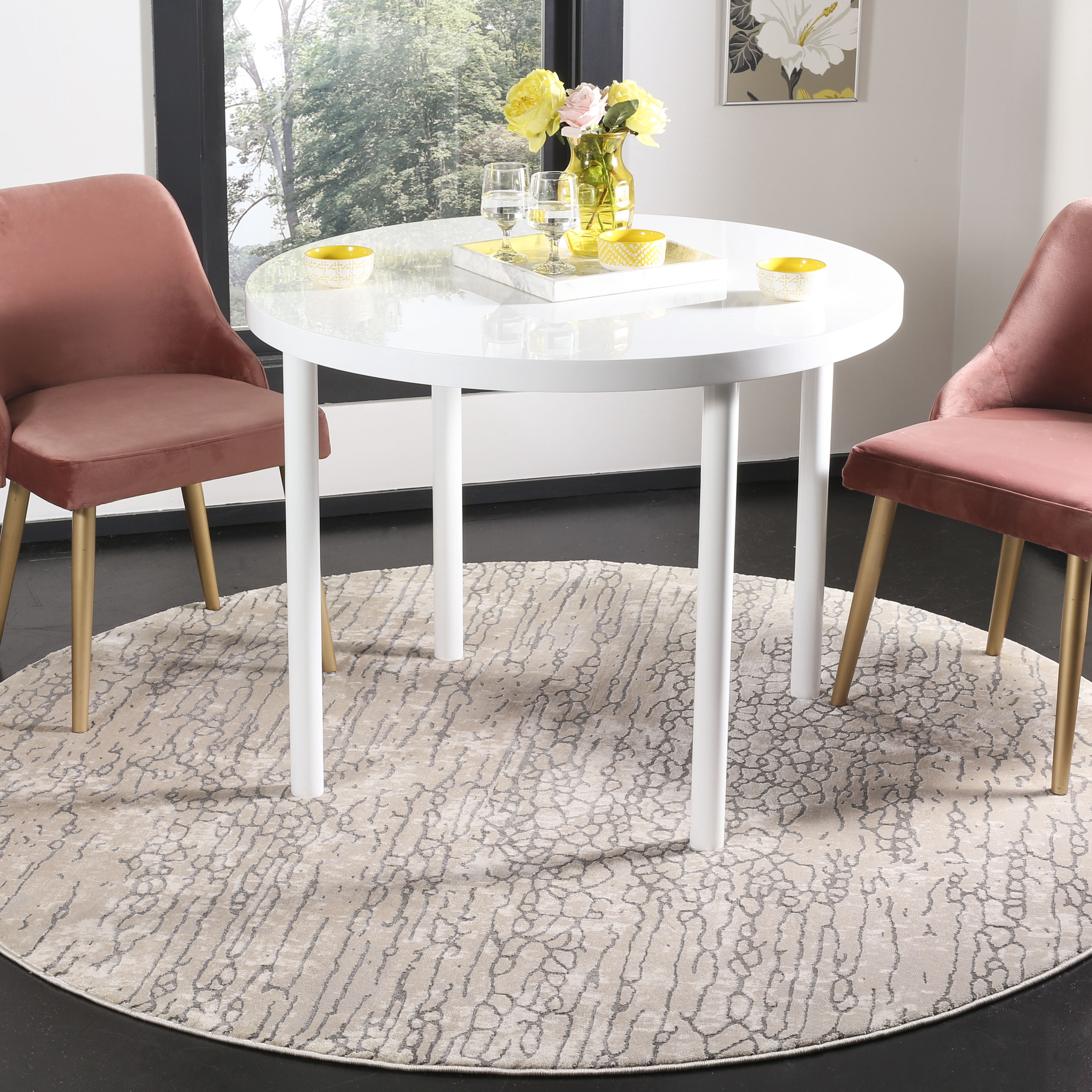 Arlo Home Woven Area Rug, MDW170B, Beige,  6' 7" X 6' 7" Round - Image 1