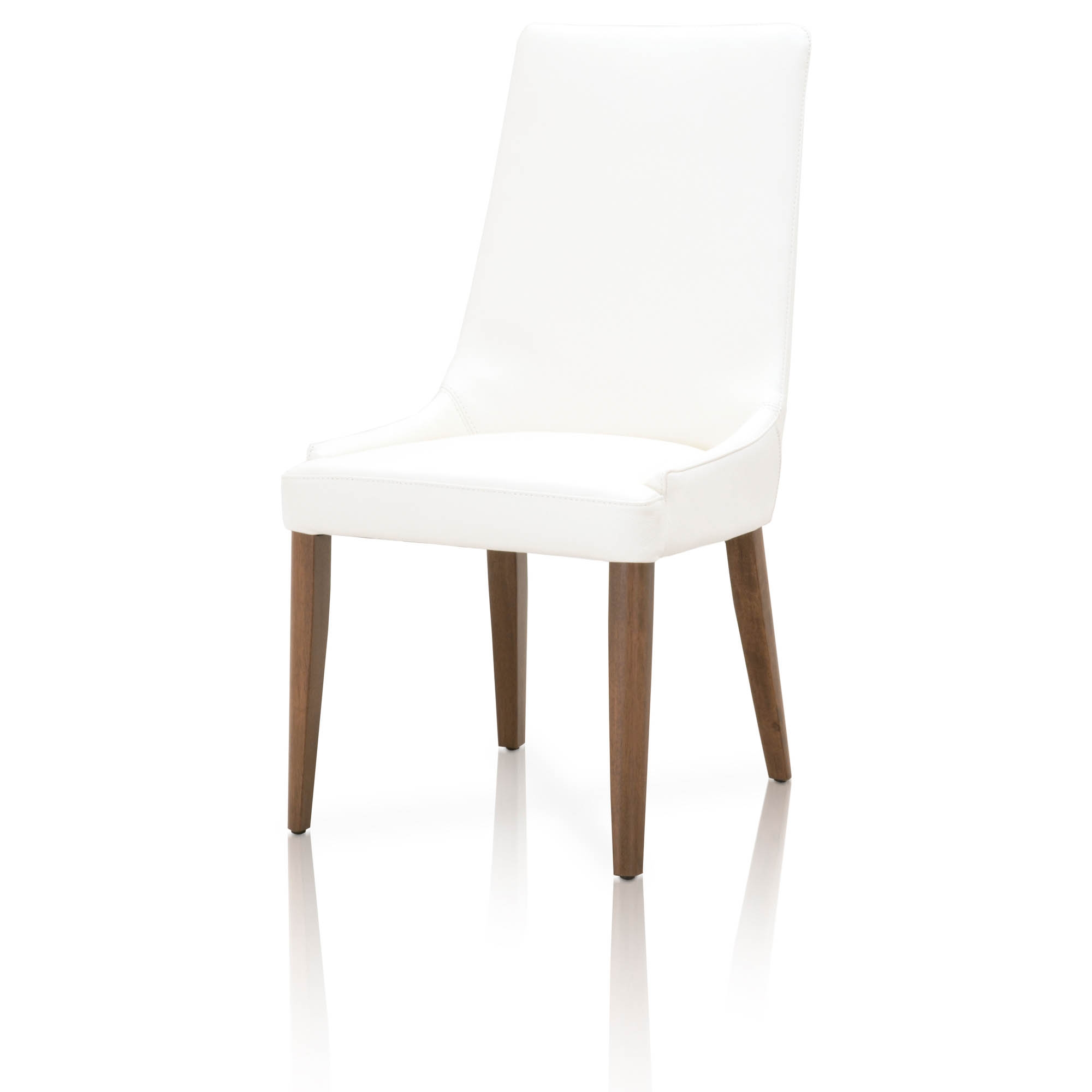 Aurora Dining Chair, Alabaster Leather, Walnut, Set of 2 - Image 1