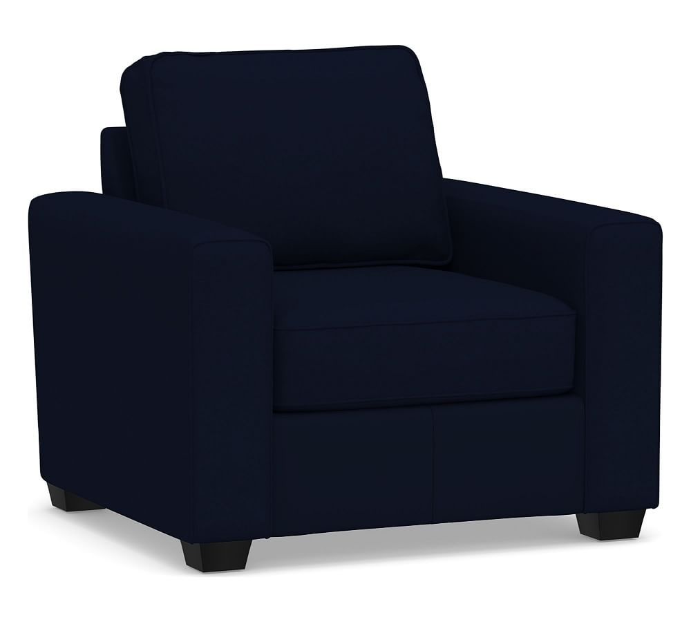SoMa Fremont Square Arm Upholstered Armchair, Polyester Wrapped Cushions, Performance Everydaylinen(TM) Navy - Image 0