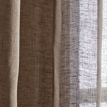 Sheer European Linen Curtain, 48"x108", Mocha - Image 1