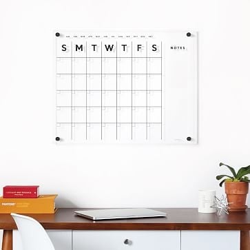 Acrylic Calendar, Side Notes, Black Text, Black Hardware, Small - Image 0