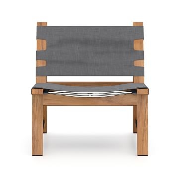 Teak Outdoor Sling Chair,Teak,White - Image 2
