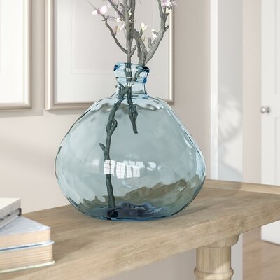 Greely Smokey Blue 13'' Glass Table Vase - Image 0
