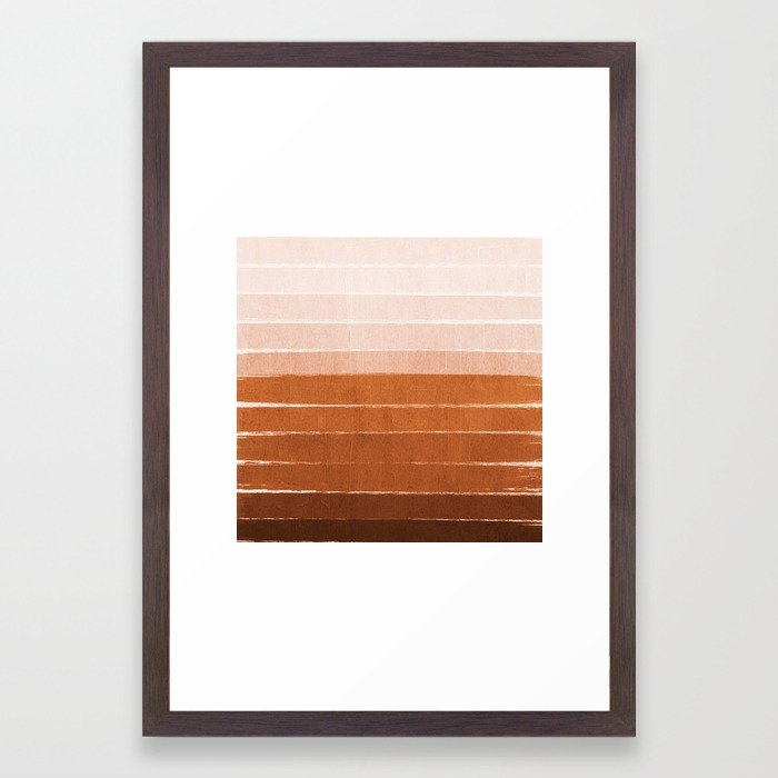 Sunset - Rust, Terracotta, Clay, Desert, Sunshine, Boho, Ombre, Paint, Sunset Colors, Framed Art Print by Charlottewinter - Conservation Walnut - Small 13" x 19"-15x21 - Image 0