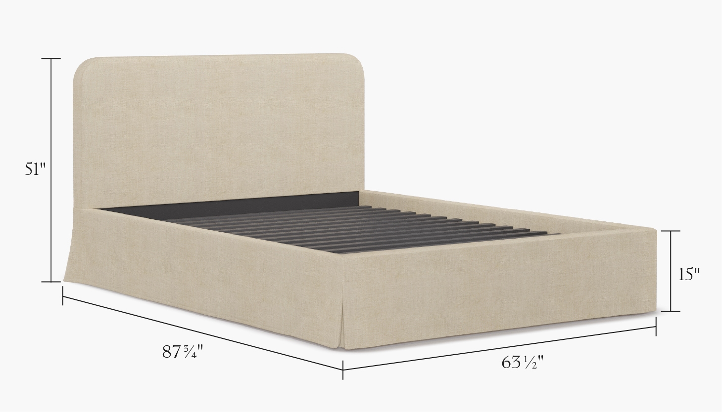 Skirted Platform Bed, Celadon Performance Plush Velvet, Queen - Image 2