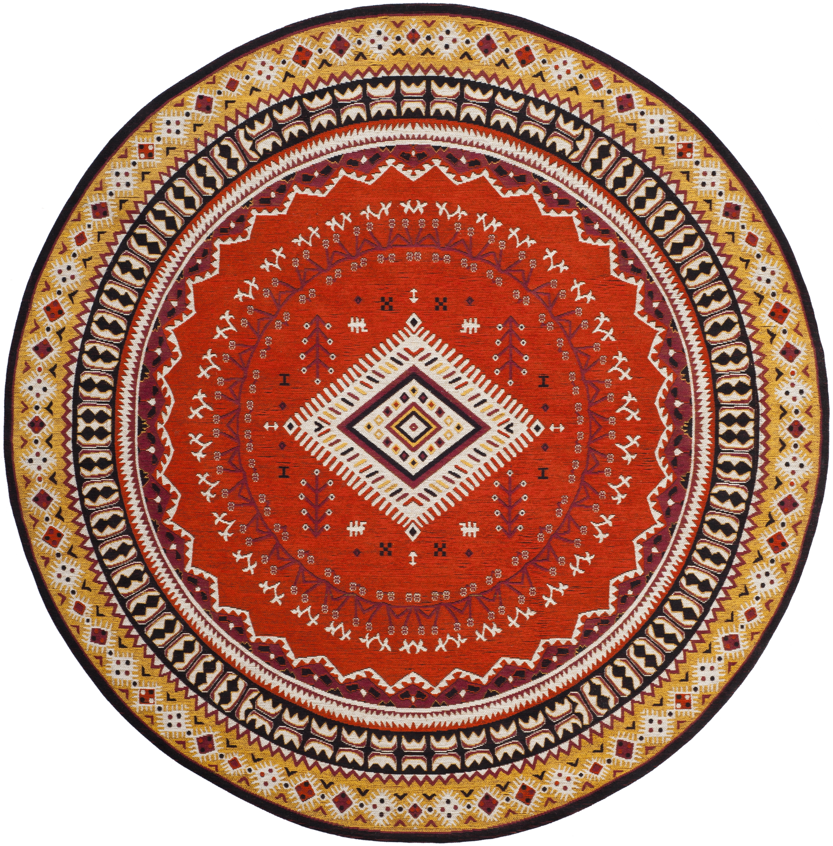 Arlo Home Woven Area Rug, CLV511D, Orange/Gold,  6' X 6' Round - Image 0
