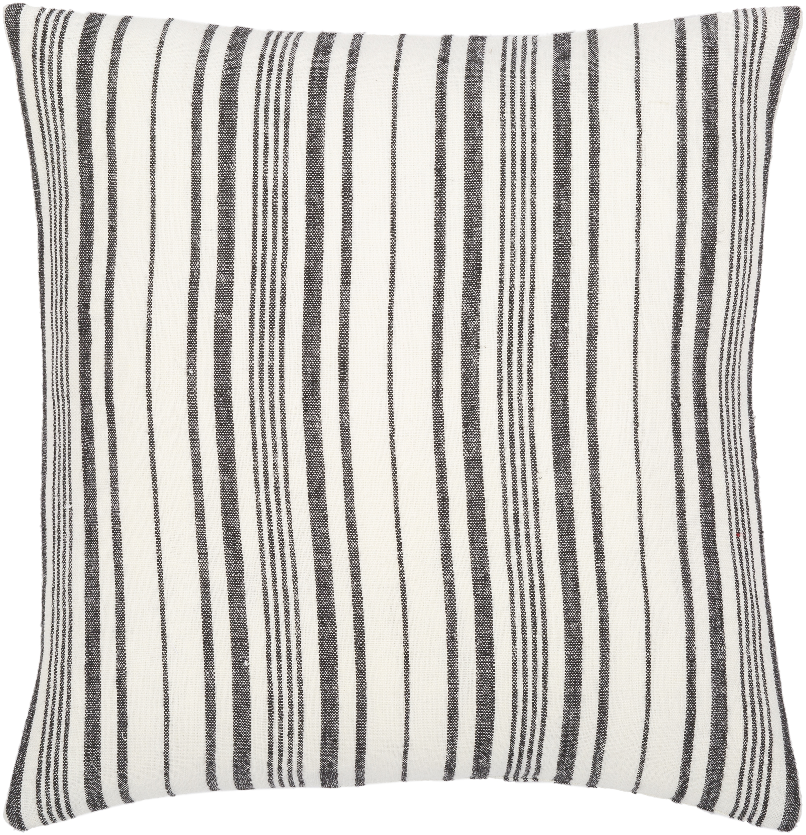 Linen Stripe Buttoned Throw Pillow, 18" x 18", with down insert - Image 0