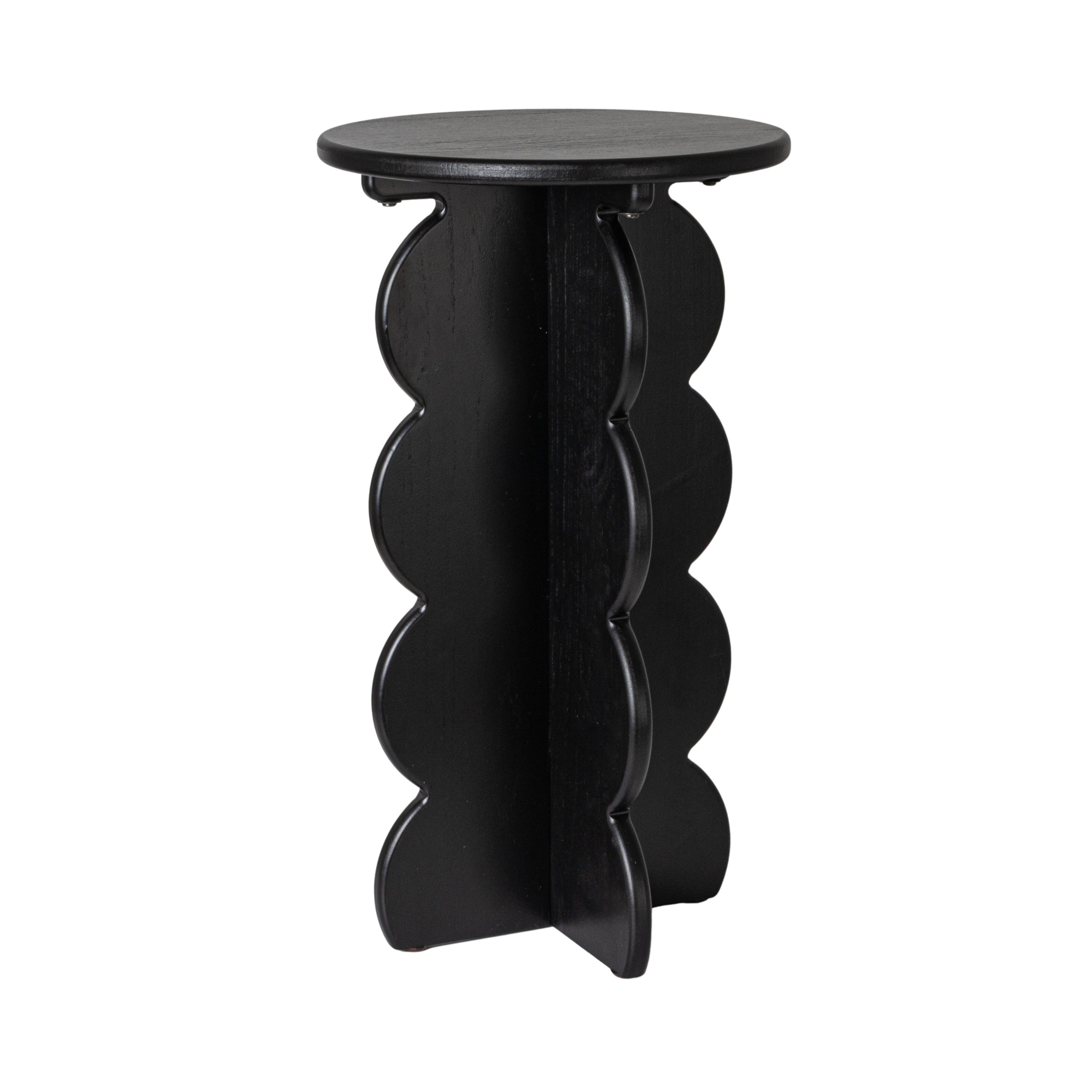 Scalloped Edge Accent Table in Matte Black Finish - Image 0