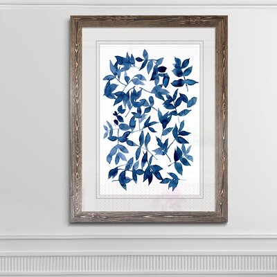 'Indigo Fallen Leaves II' -  Picture Frame Painting on Paper - Image 0