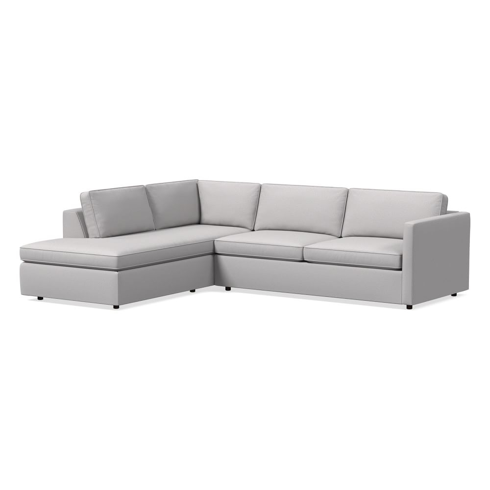 Harris 112" Left Multi-Seat Sleeper Sectional w/ Bumper Chaise, Chenille Tweed, Frost Gray - Image 0