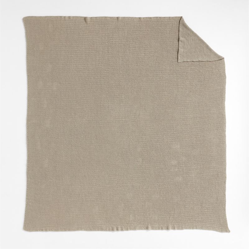 Organic Cotton 80"x80" Sand Beige Chunky Hand-Knit Bed Throw Blanket - Image 7
