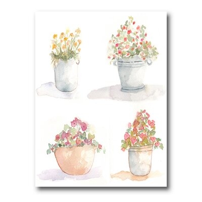 Four Outdoor Flower Pots - Traditional Canvas Wall Art Print PT35494 - Image 0
