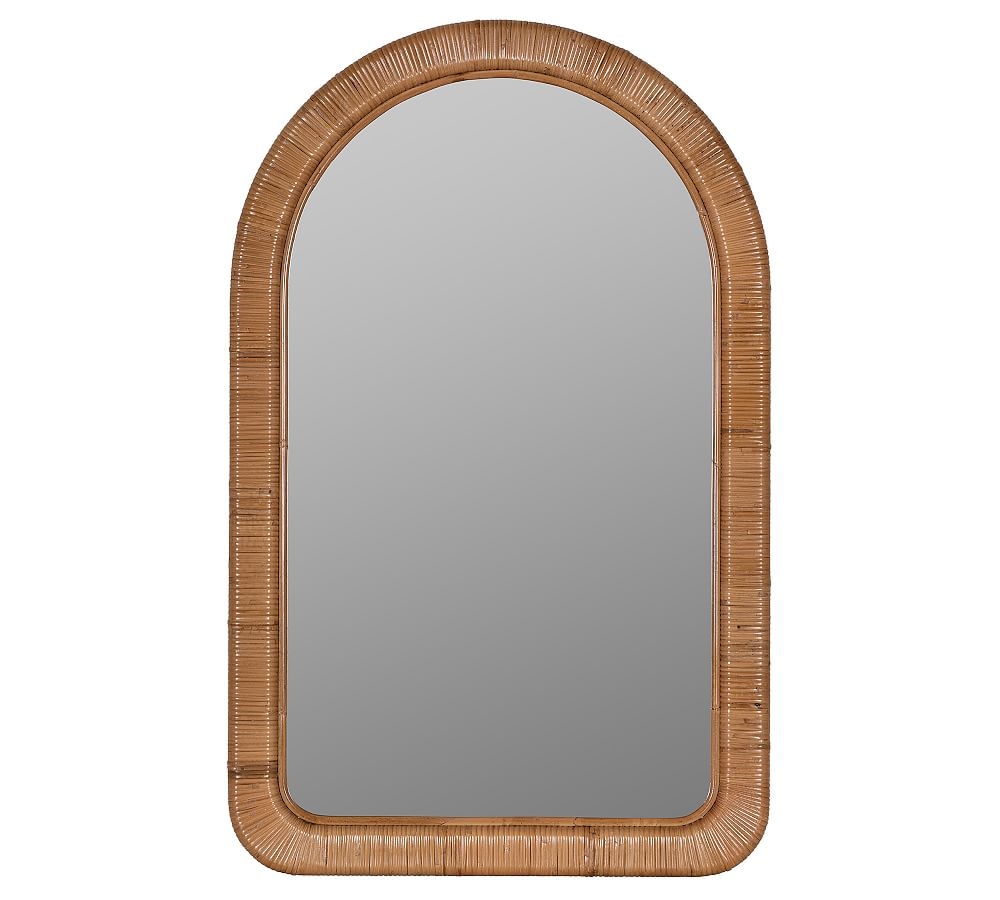 Brooke Rattan Arch Wall Mirror, 24"W x 38"H - Image 0
