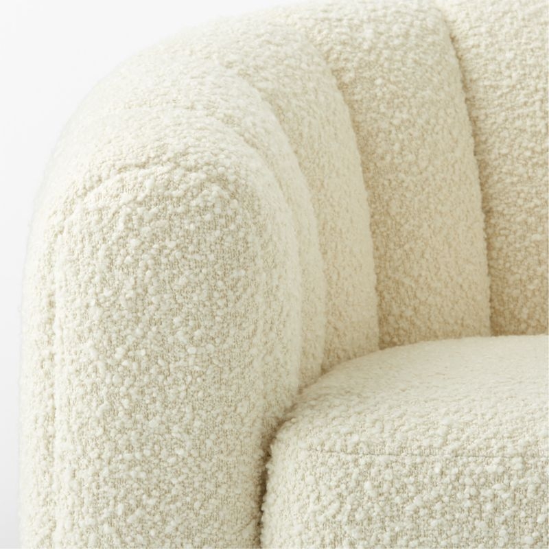 Fitz Channeled White Boucle Swivel Chair - Image 5