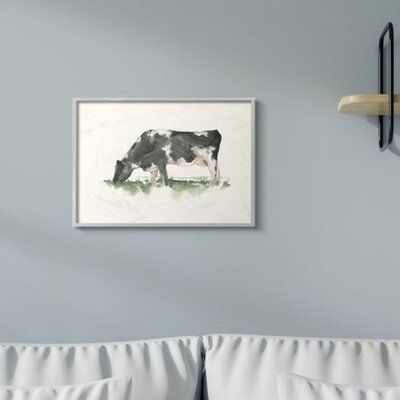 Grazing Cow in Field Farm Animal Watercolor by Ethan Harper - Painting Print - Image 0