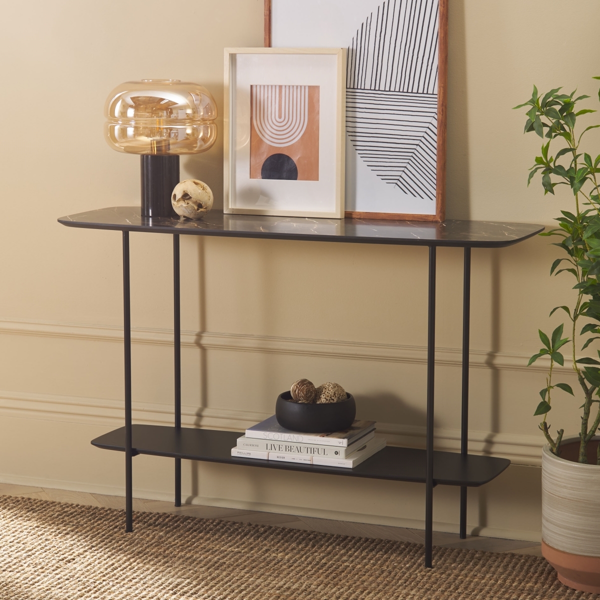Kayleigh Console Table - Dark Sandstone / Matte Black - Safavieh - Image 1