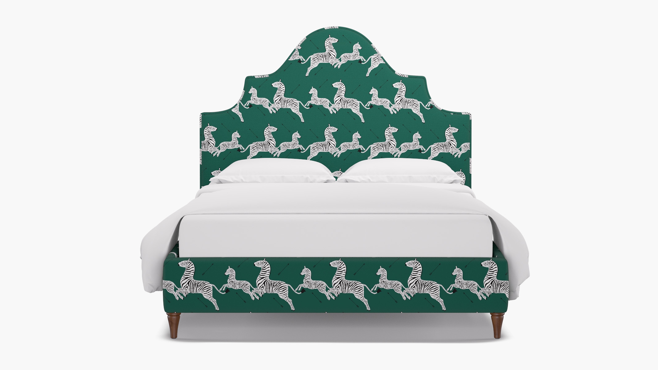 Statement Bed, Emerald Zebra, Walnut Decorative Tapered Leg, Twin - Image 0
