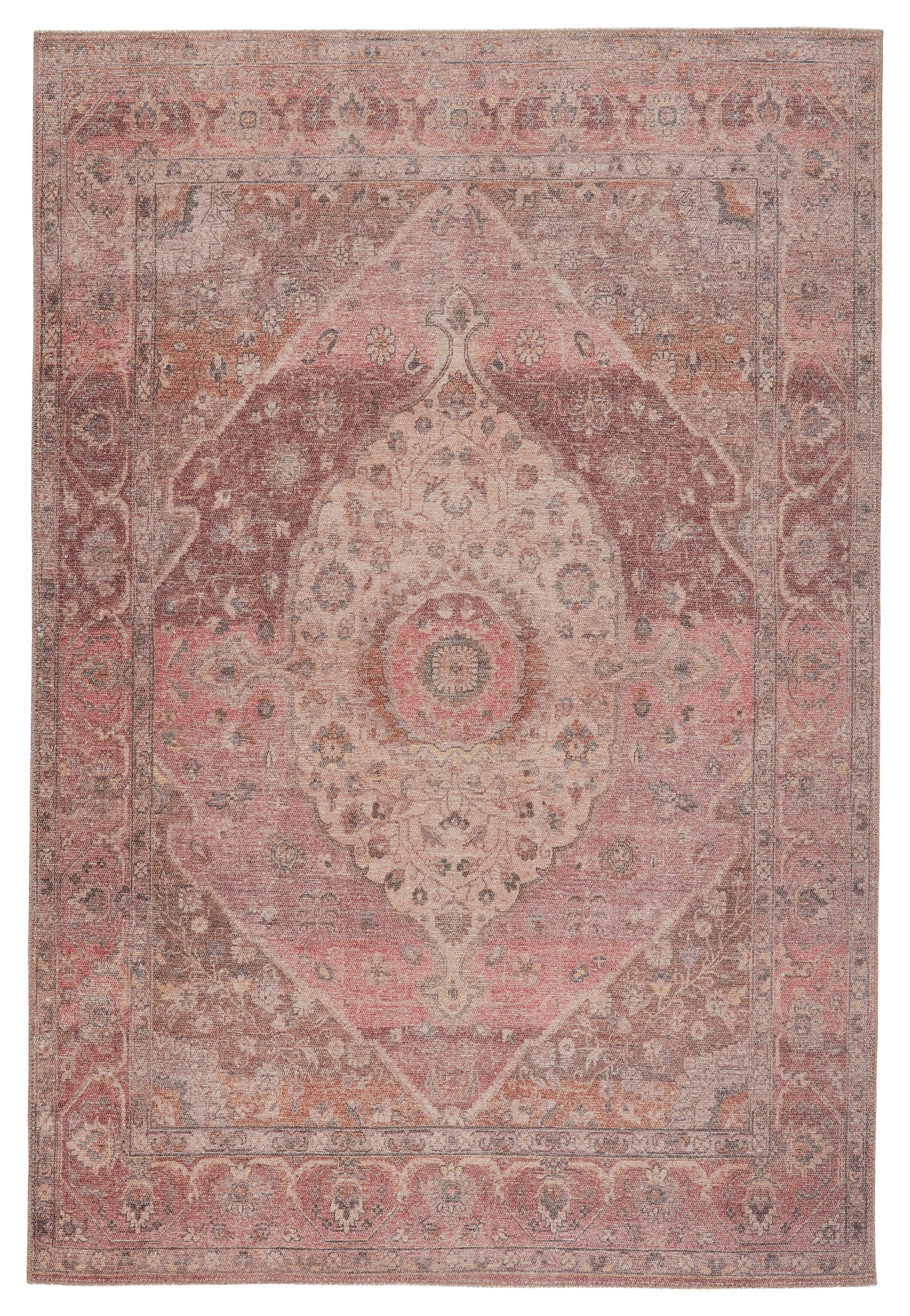 Ozan Medallion Pink/ Burgundy Area Rug (7'6"X9'6") - Image 0
