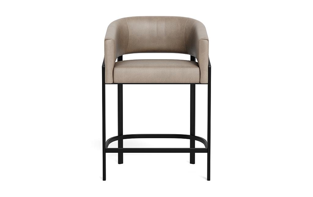 Mina Leather Metal Framed Upholstered Stool - Image 0