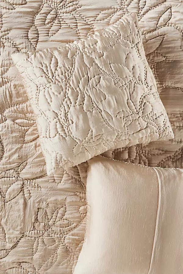 Silky Floral Stitched Euro Sham - Image 0
