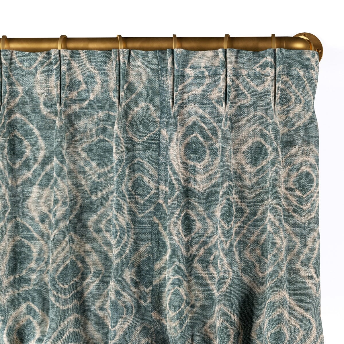 Storm Rock Kuba Cloth French Pleat Curtain by St. Frank | Blue | 84" Panel | Cotton/Linen - Image 0