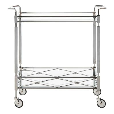 Safavieh Ingrid 2-Tier Chrome Bar Cart, Grey - Image 1