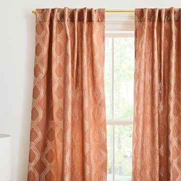 Linear Lattice Jacquard Curtain, Copper, 48"x96" - Image 3