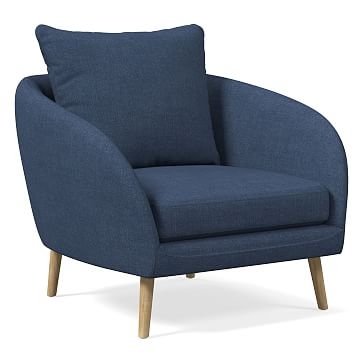 Hanna Chair, Performance Yarn Dyed Linen Weave, French Blue, Almond - Image 0