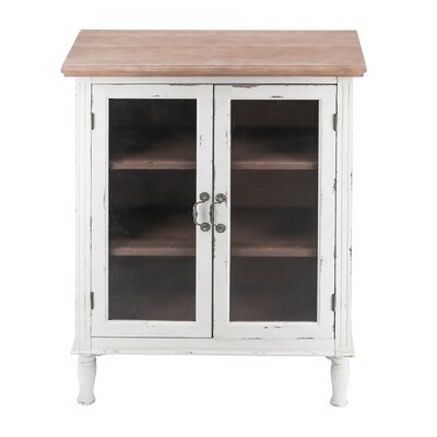 2 Glass Doors View Accent Wood Farmhouse Storage Cabinet - Image 0