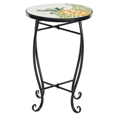 Afshana Summer Pineapple Mosaic Wrought Iron Outdoor Accent Table - Image 0