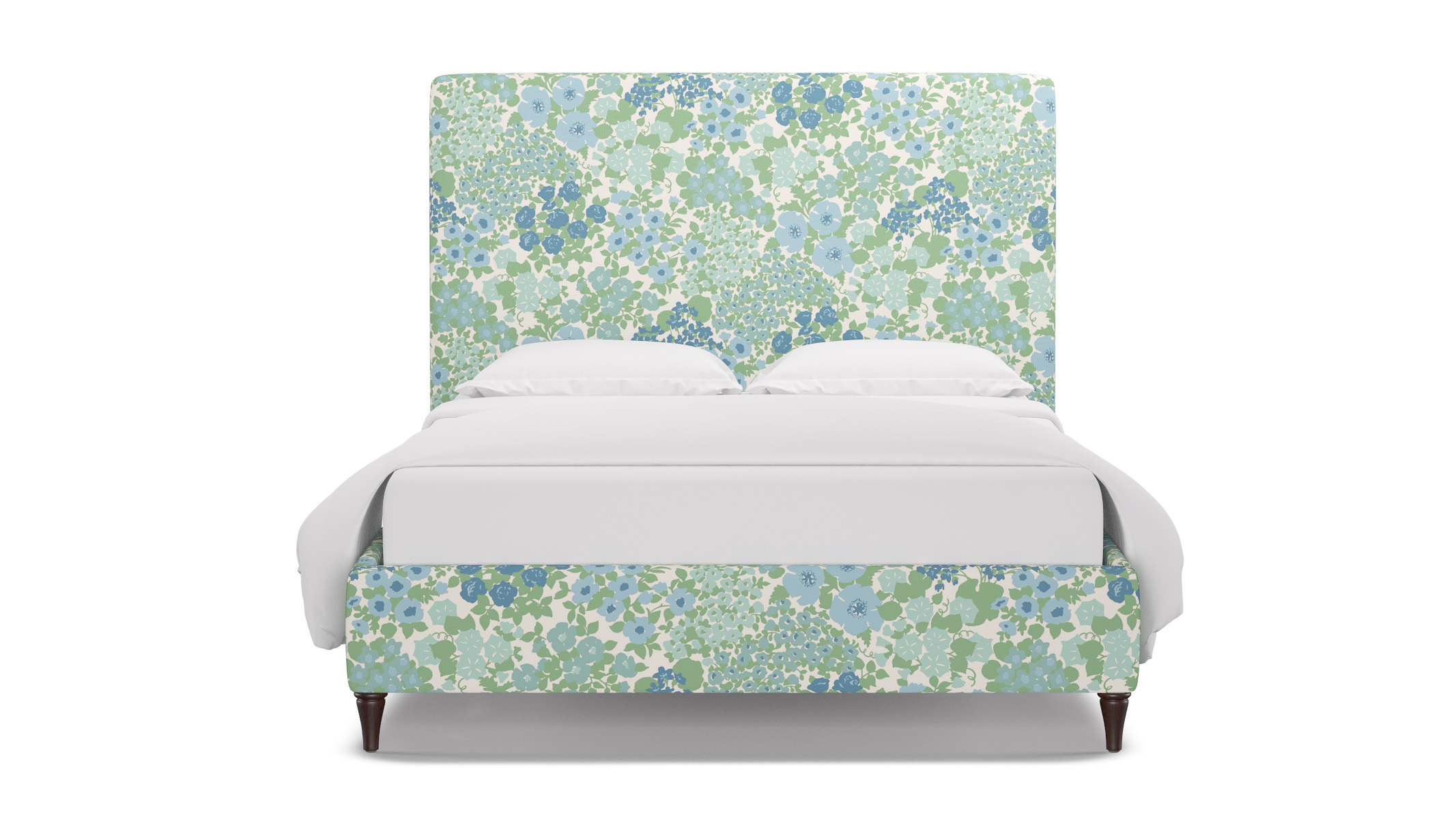 Classic Bed, Mist Million Flowers, Espresso Decorative Tapered Leg, Queen - Image 0