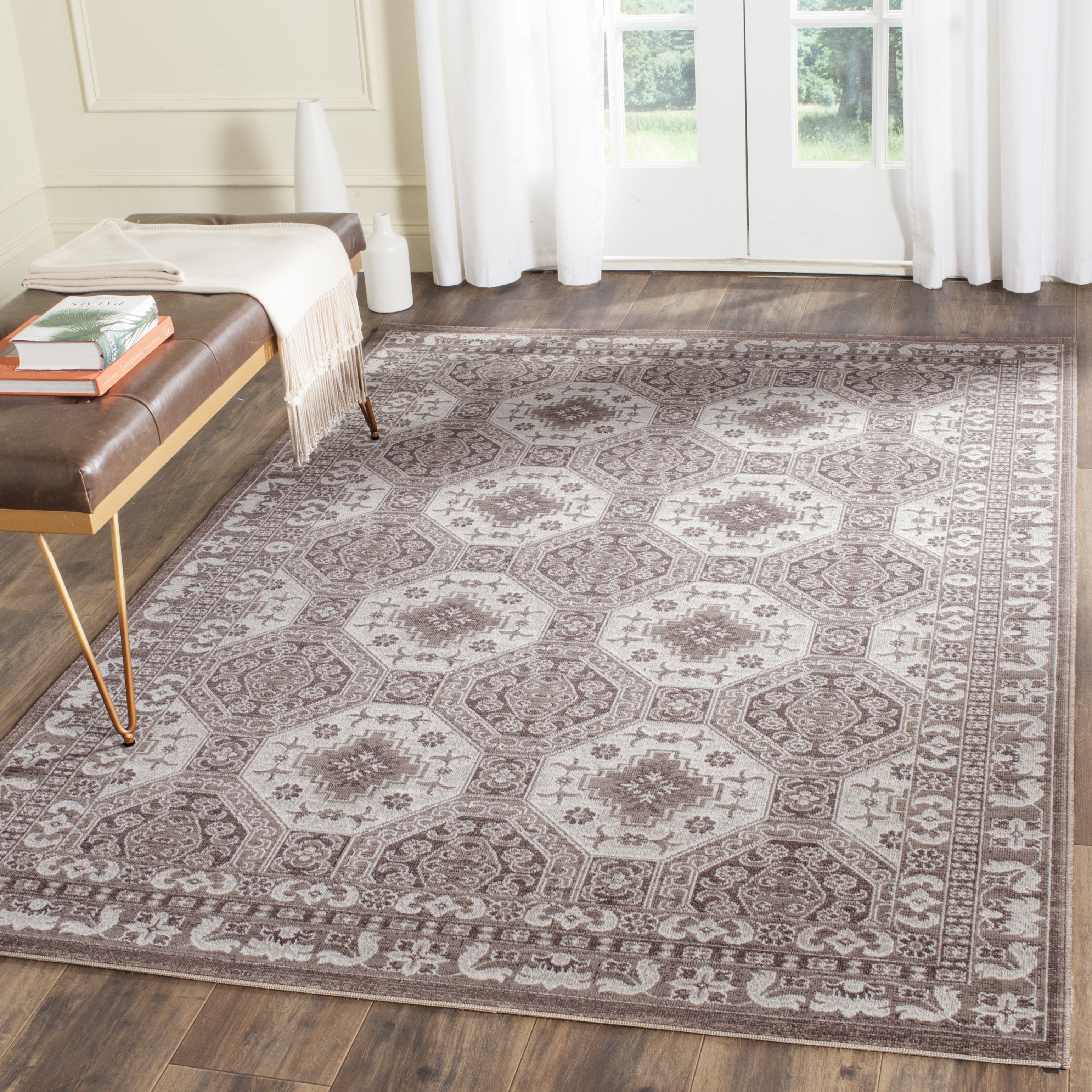Arlo Home Woven Area Rug, ATN320P, Brown/Ivory,  5' 1" X 7' 6" - Image 1