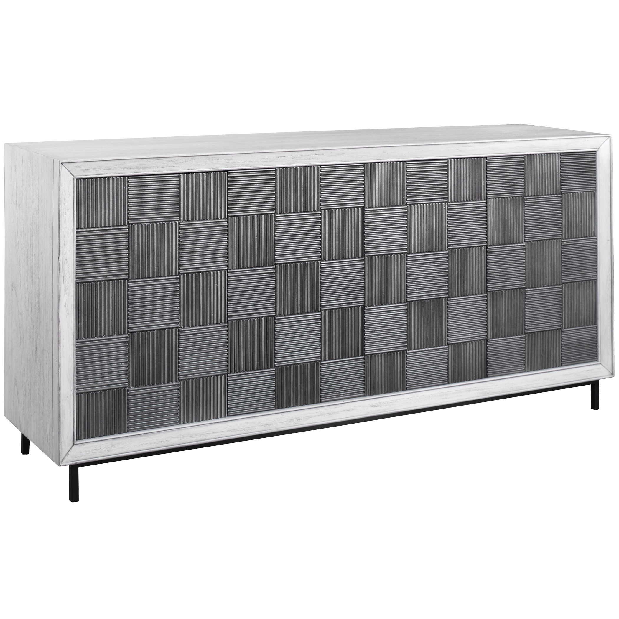 Checkerboard 4 Door Gray Cabinet - Image 2