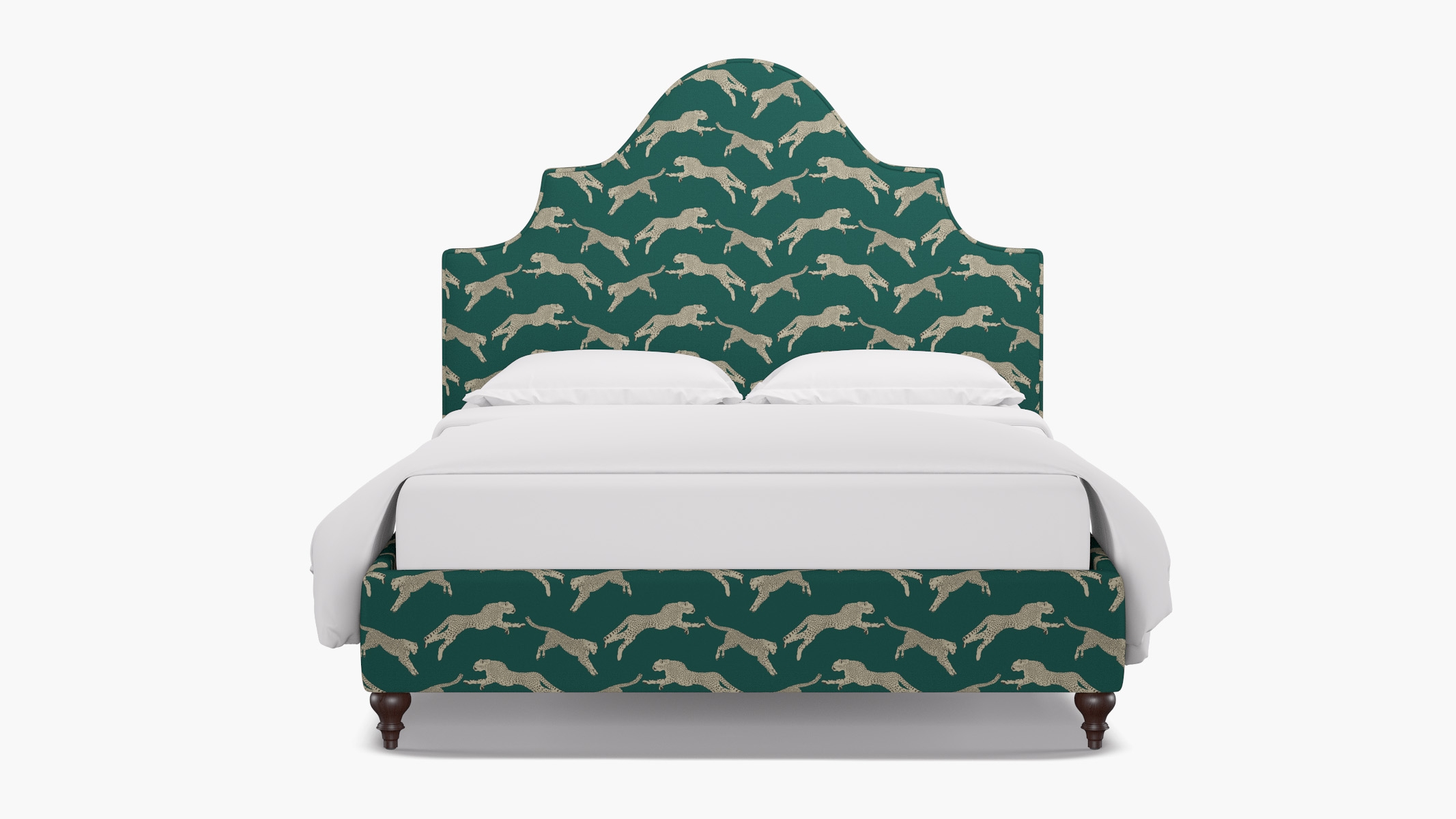 Statement Bed, Polo Green Cheetah, Espresso Traditional Turned Leg, Twin - Image 0