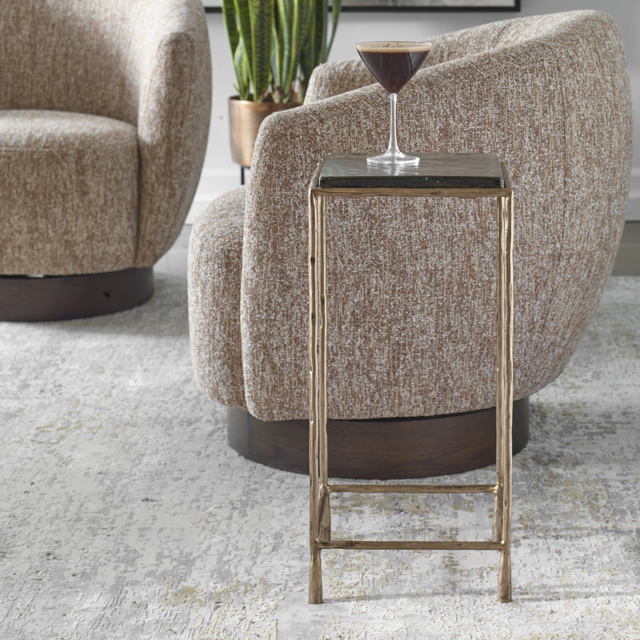 Ovard Antiqued Gold Accent Table - Image 1