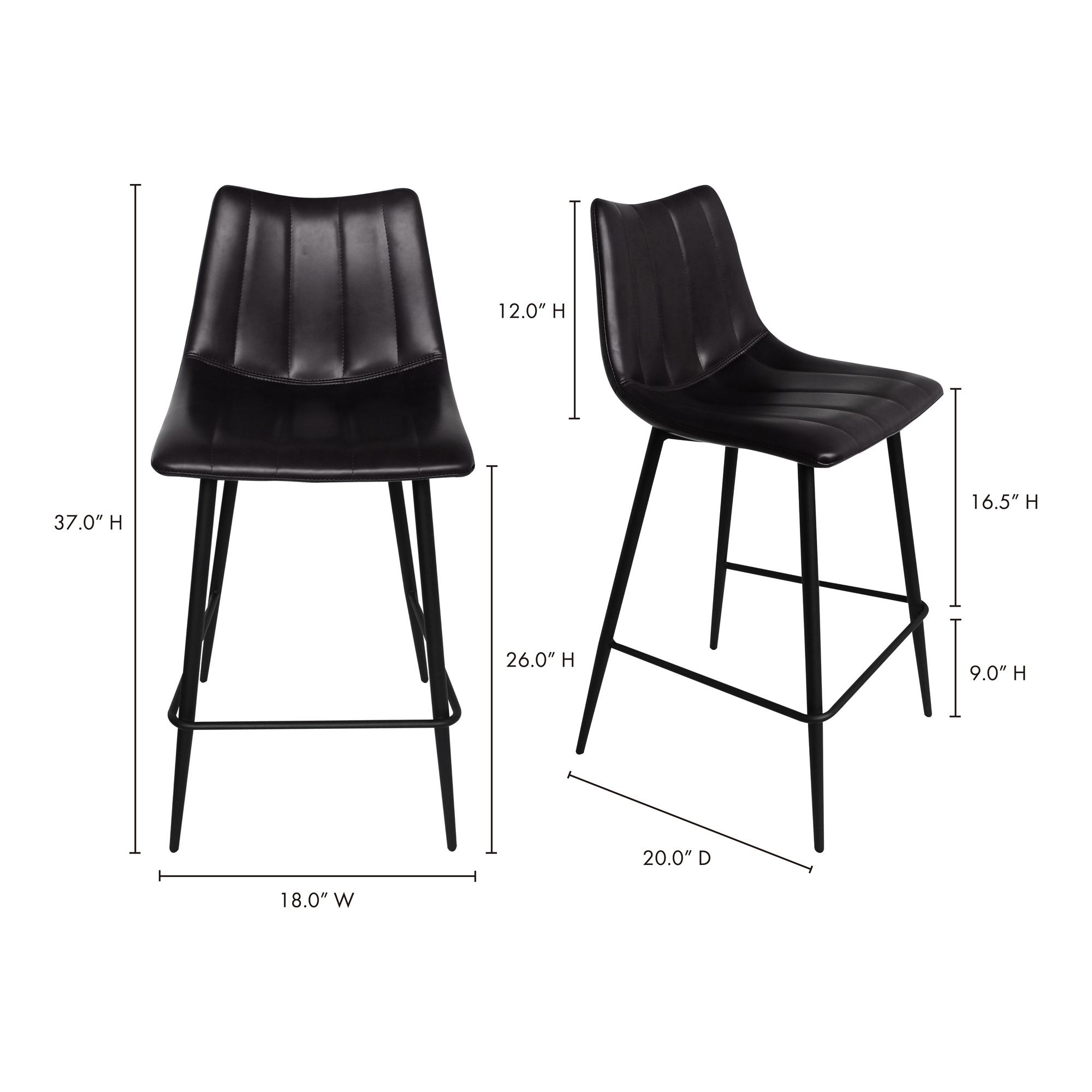 Alibi Counter Stool Matte Black - Set Of Two - Image 8