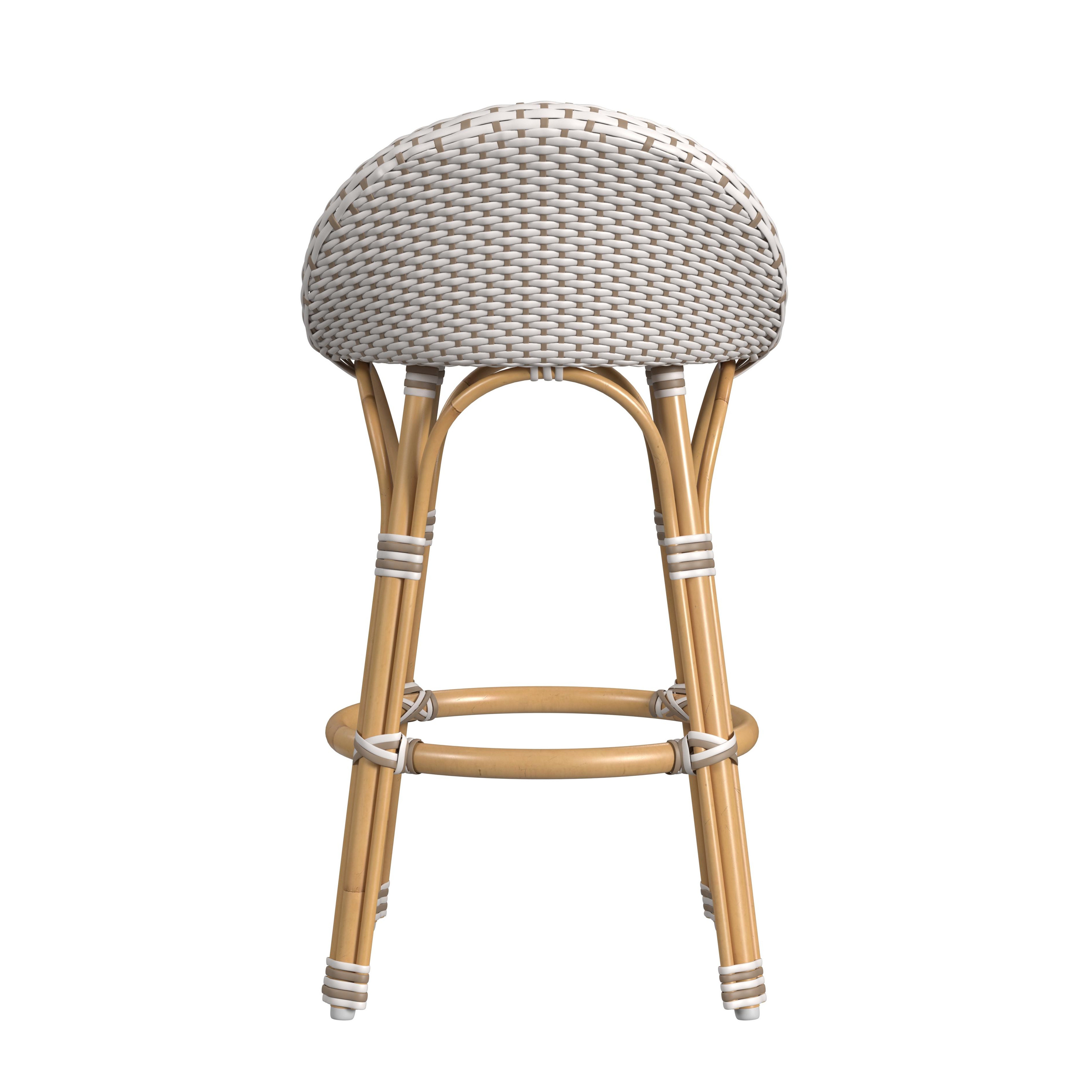 Tobias Beige and White Outdoor Low Back Counter stool - Image 1