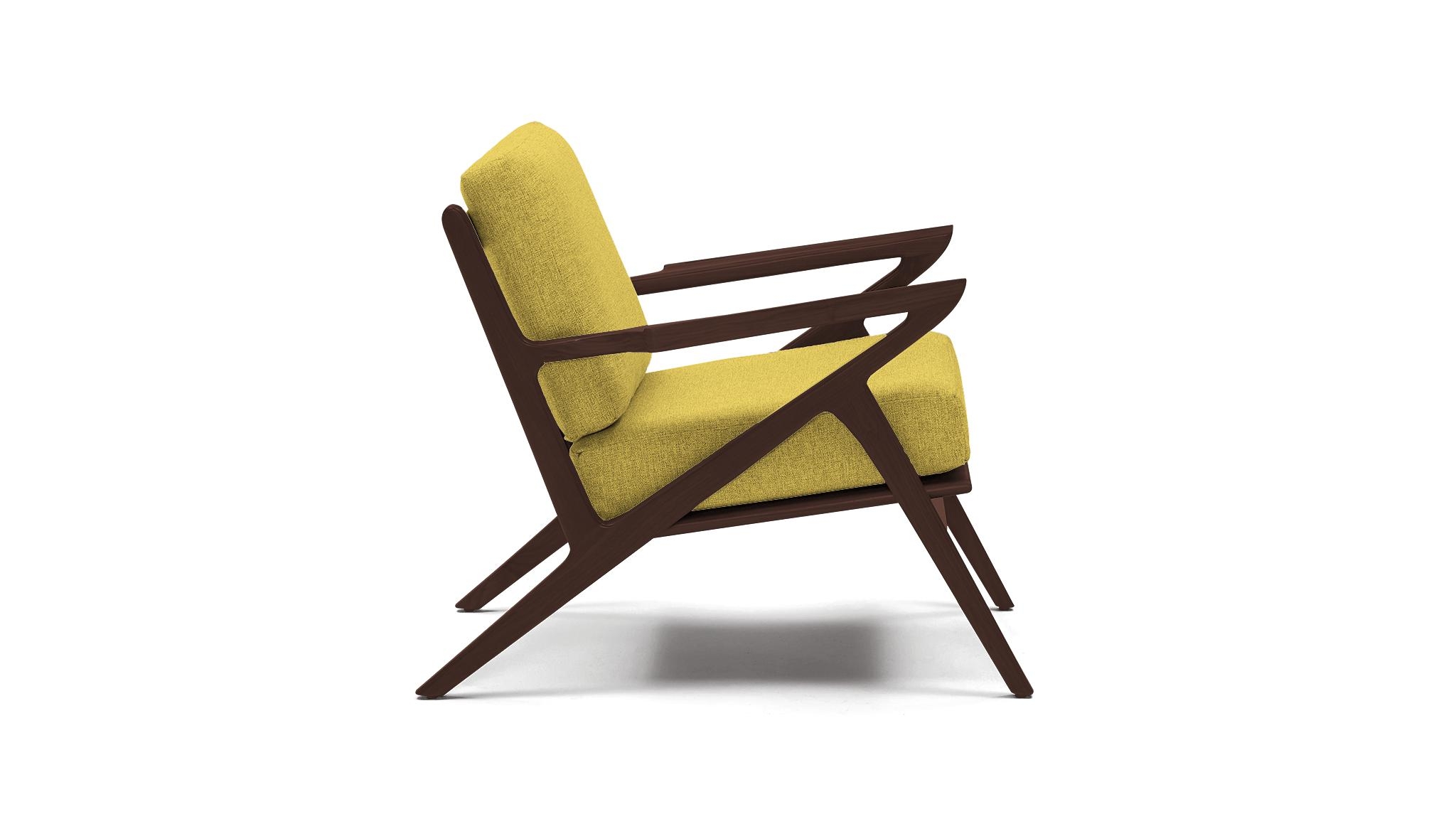 Yellow Soto Mid Century Modern Concave Arm Chair - Taylor Golden - Walnut - Image 2