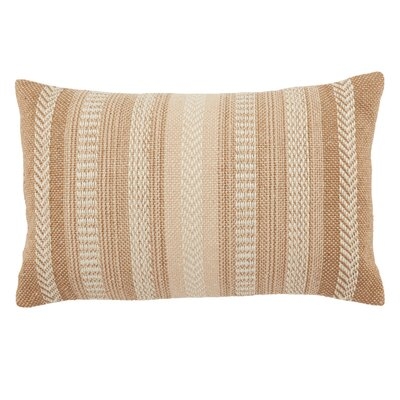 Papyrus Stripes Black/ Ivory Indoor/ Outdoor Lumbar Pillow 13X21 Inch - Image 0