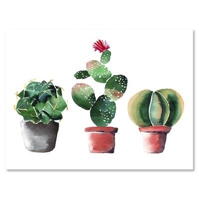 Three Cactus In Clay Pots - Traditional Canvas Wall Art Print-FDP35155 - Image 0