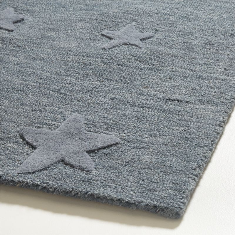 Modern Star Wool Slate Blue Kids Area Rug 6'x9' - Image 2