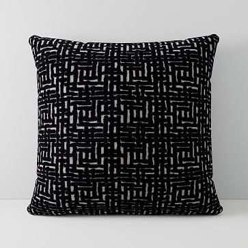 Allover Crosshatch Jacquard Velvet Pillow Cover, Set of 2, 18x18, Black - Image 0