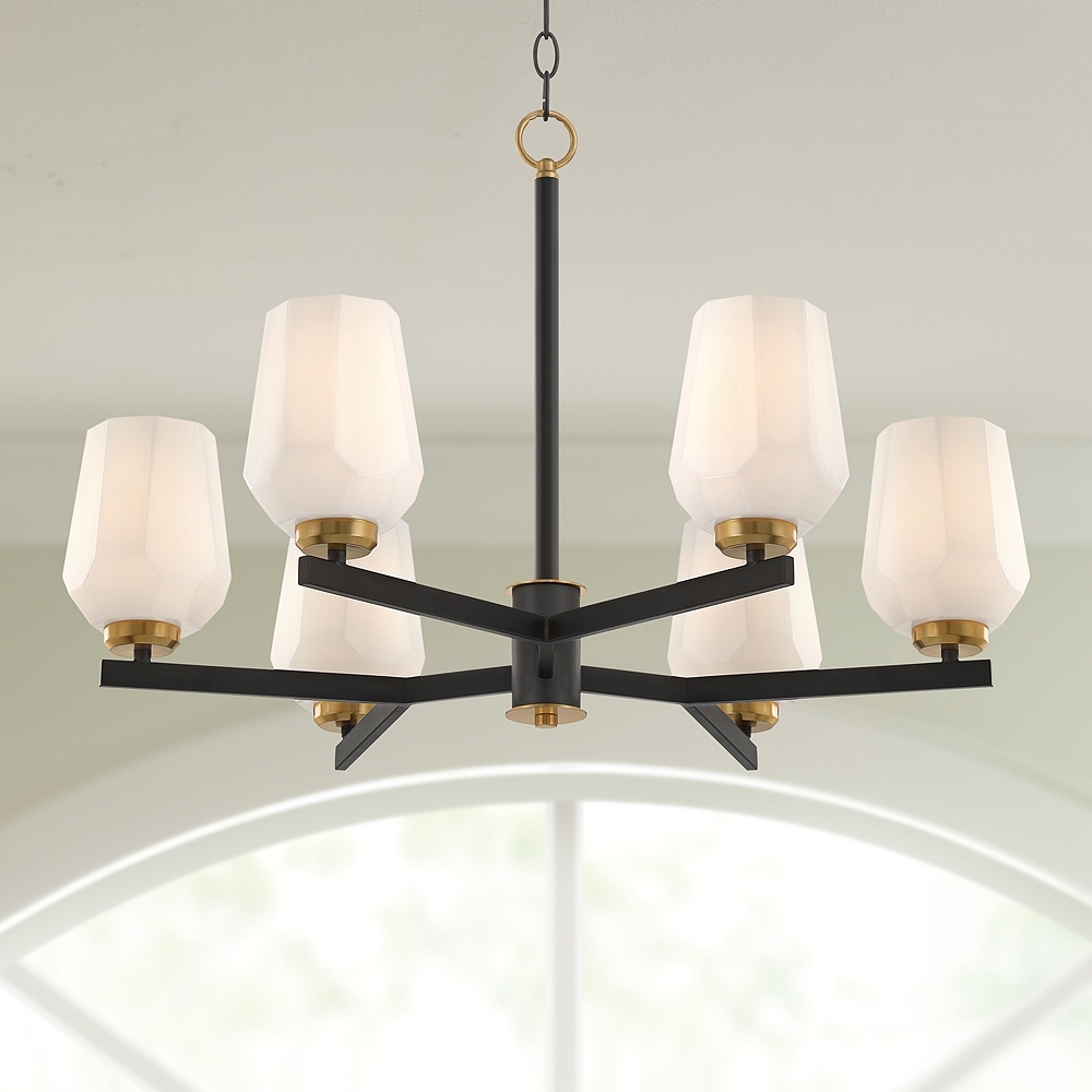 Possini Euro Jeremiah 28"W Black and Gold 6-Light Chandelier - Image 0