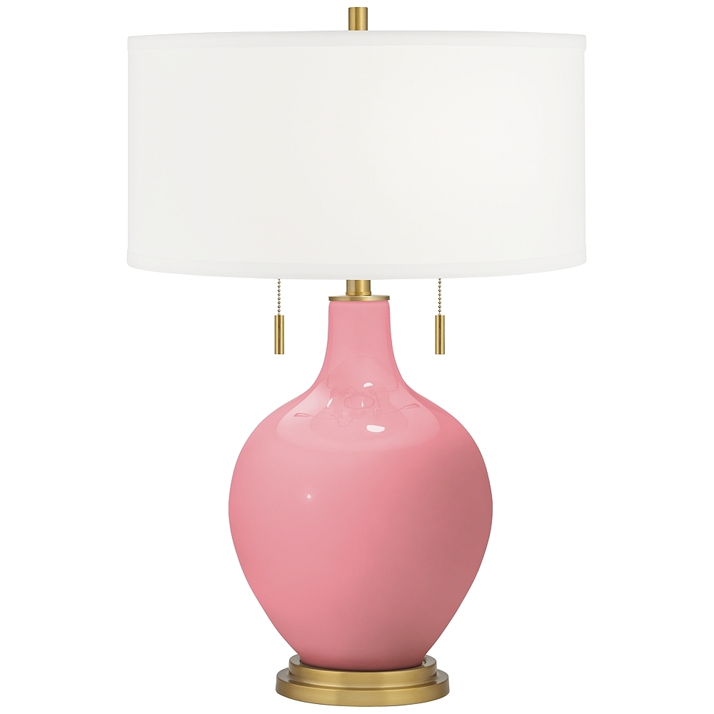 Color Plus Toby Brass 28" High Haute Pink Table Lamp - Image 0