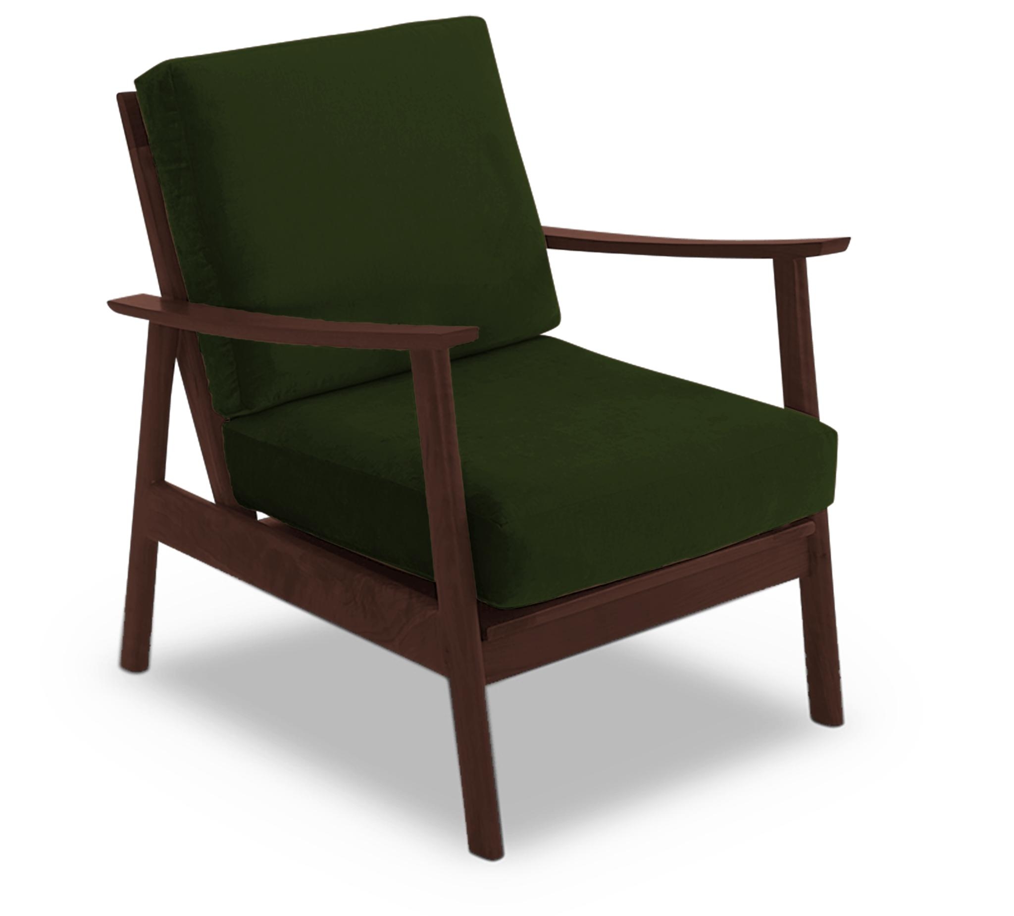 Green Paley Mid Century Modern Chair - Royale Forest - Walnut - Image 1