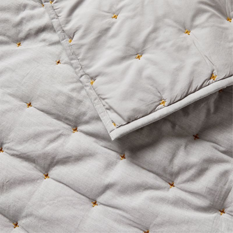 Classic Chambray Pewter Grey Organic Cotton Kids Twin Quilt - Image 2
